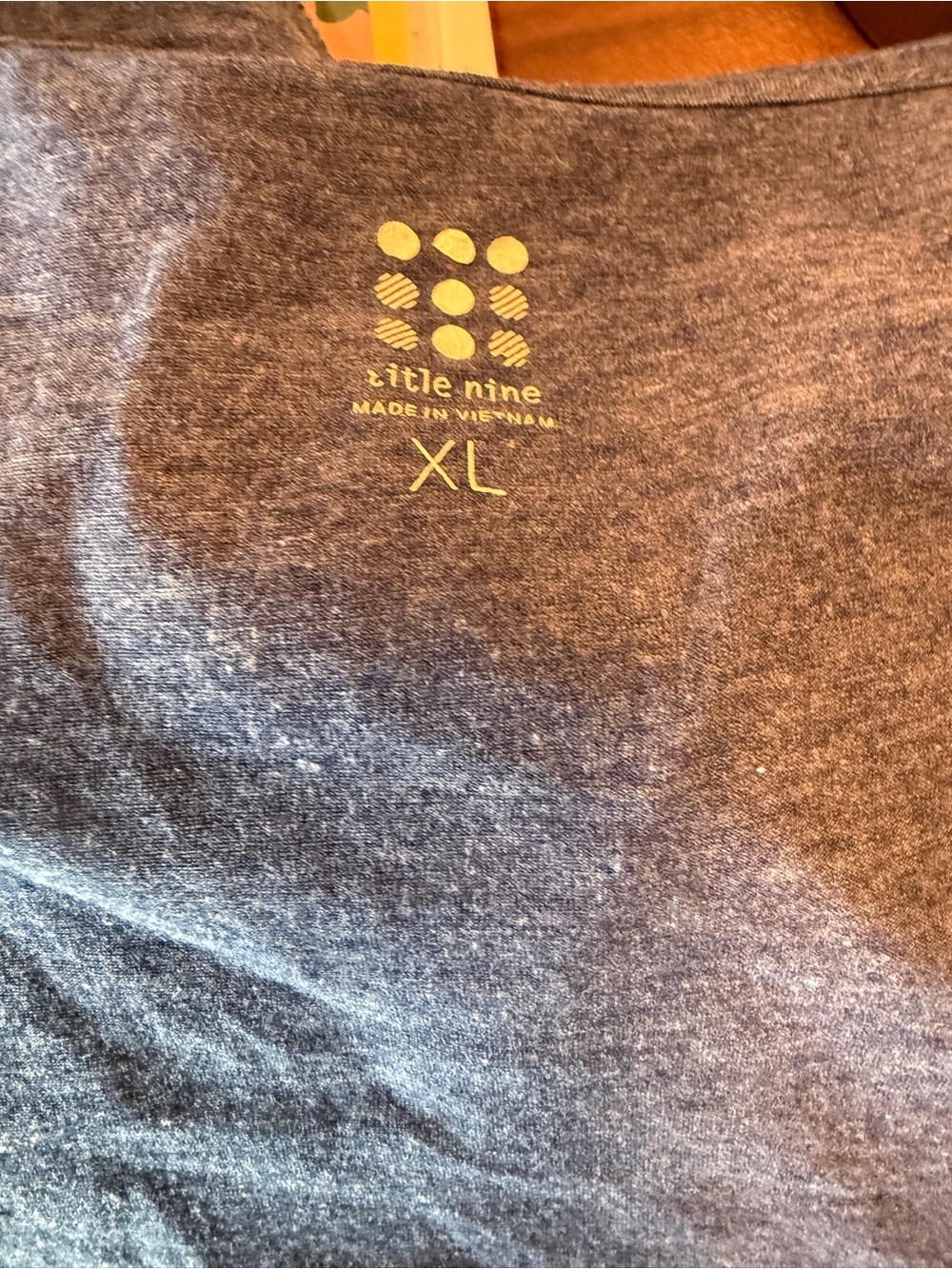 Title Nine Heathered Blue Cowl Neck Short Sleeve Top - Picture 3 of 3